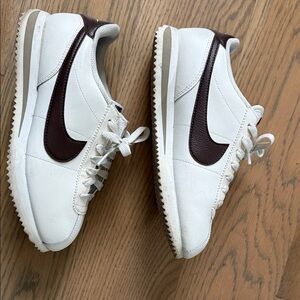 Nike Cortez Size 6.5 US White and Brown Sneakers